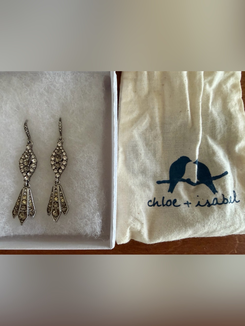 Chloe + Isabel Silver Crystal Art Deco Drop Earrings